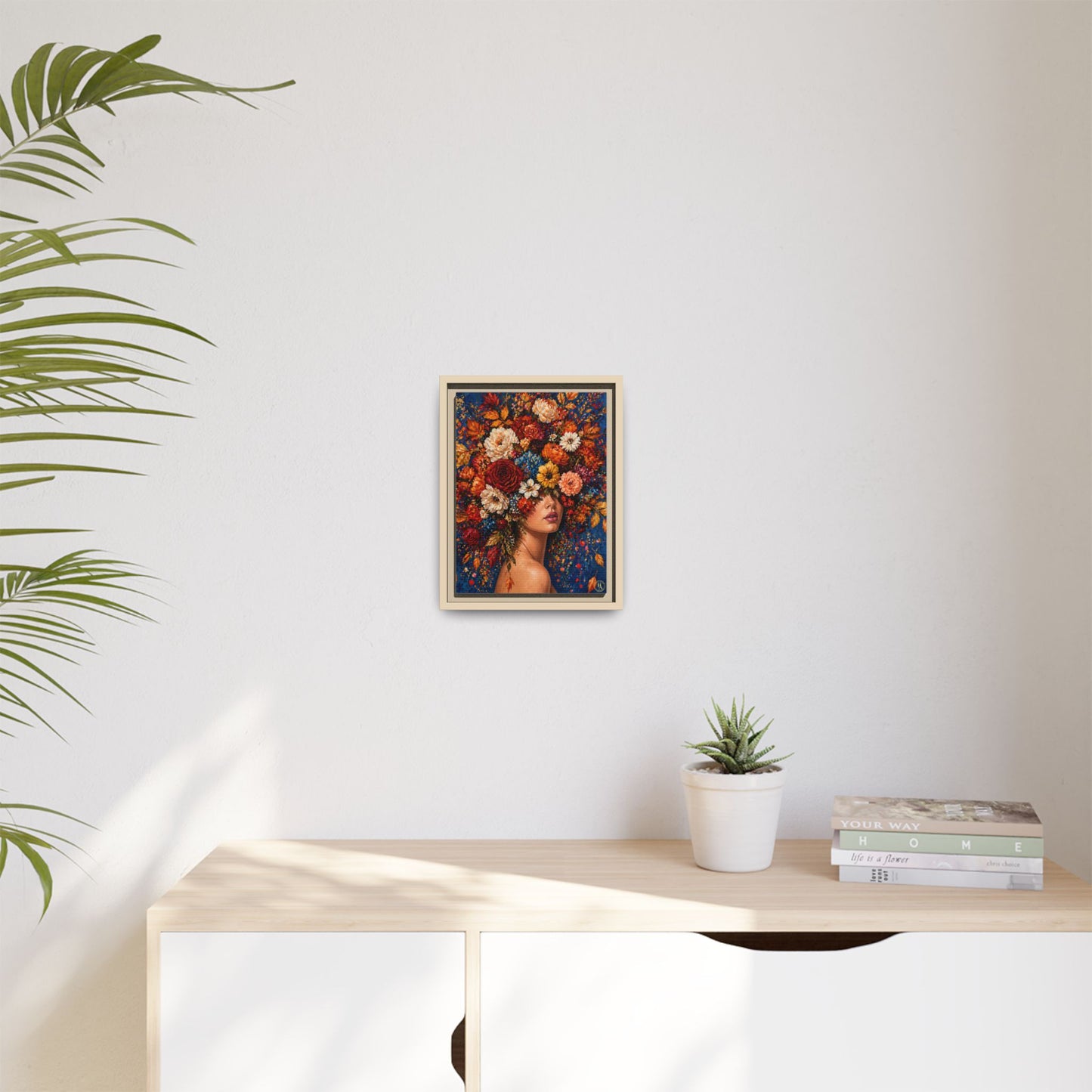 Autumn’s Lady Flower – Bloomlight Reverie Framed Matte Canvas by House of Ace