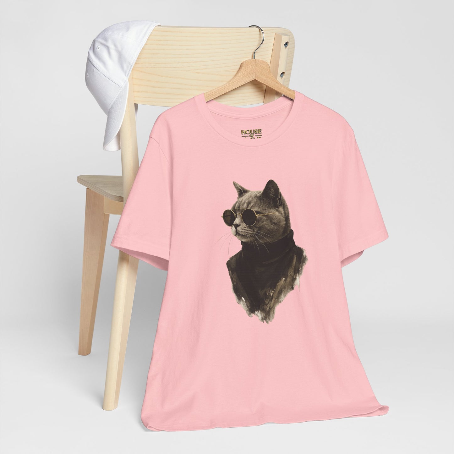 Cool Cat Graphic T-Shirt | Vintage Monochrome Cat Tee by House of Ace