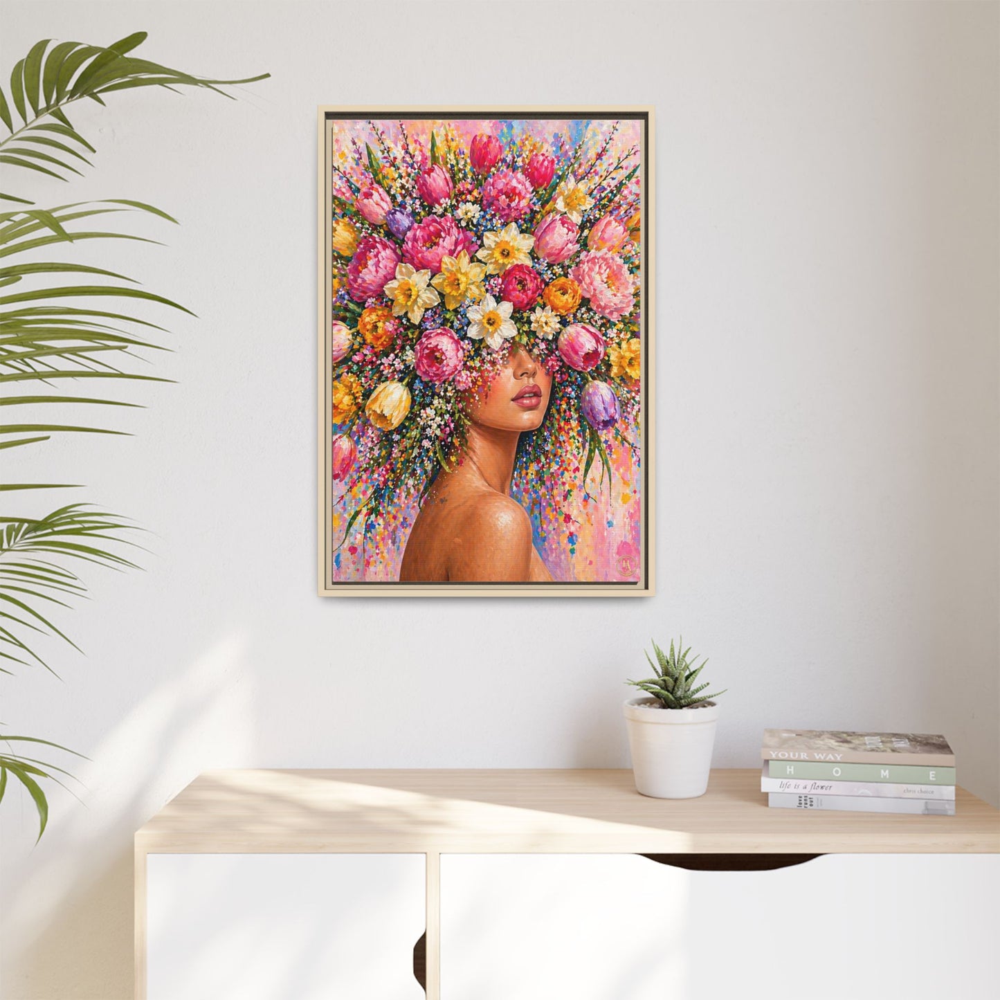 Spring's Lady Flower – Bloomlight Reverie Framed Matte Canvas by House of Ace