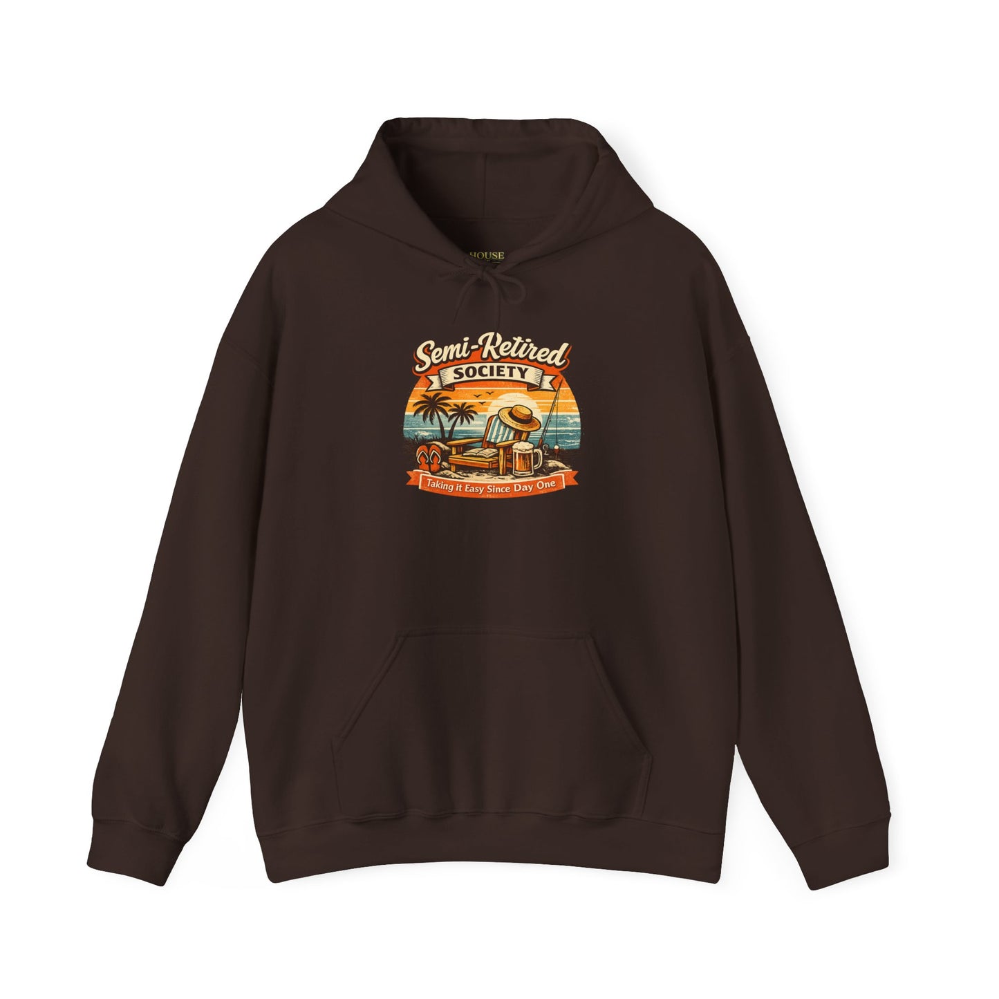 Semi-Retired Society Hoodie – Vintage Beach Retirement Sweatshirt