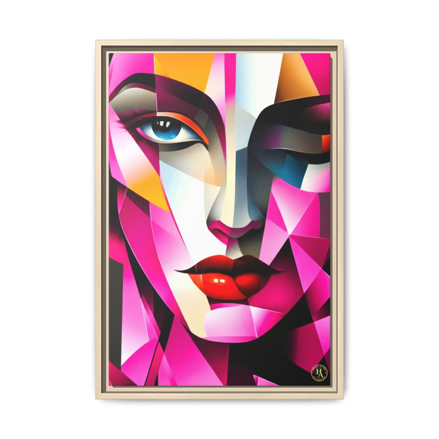 Electric Abstract Muse Geometry Framed Matte Canvas by House of Ace