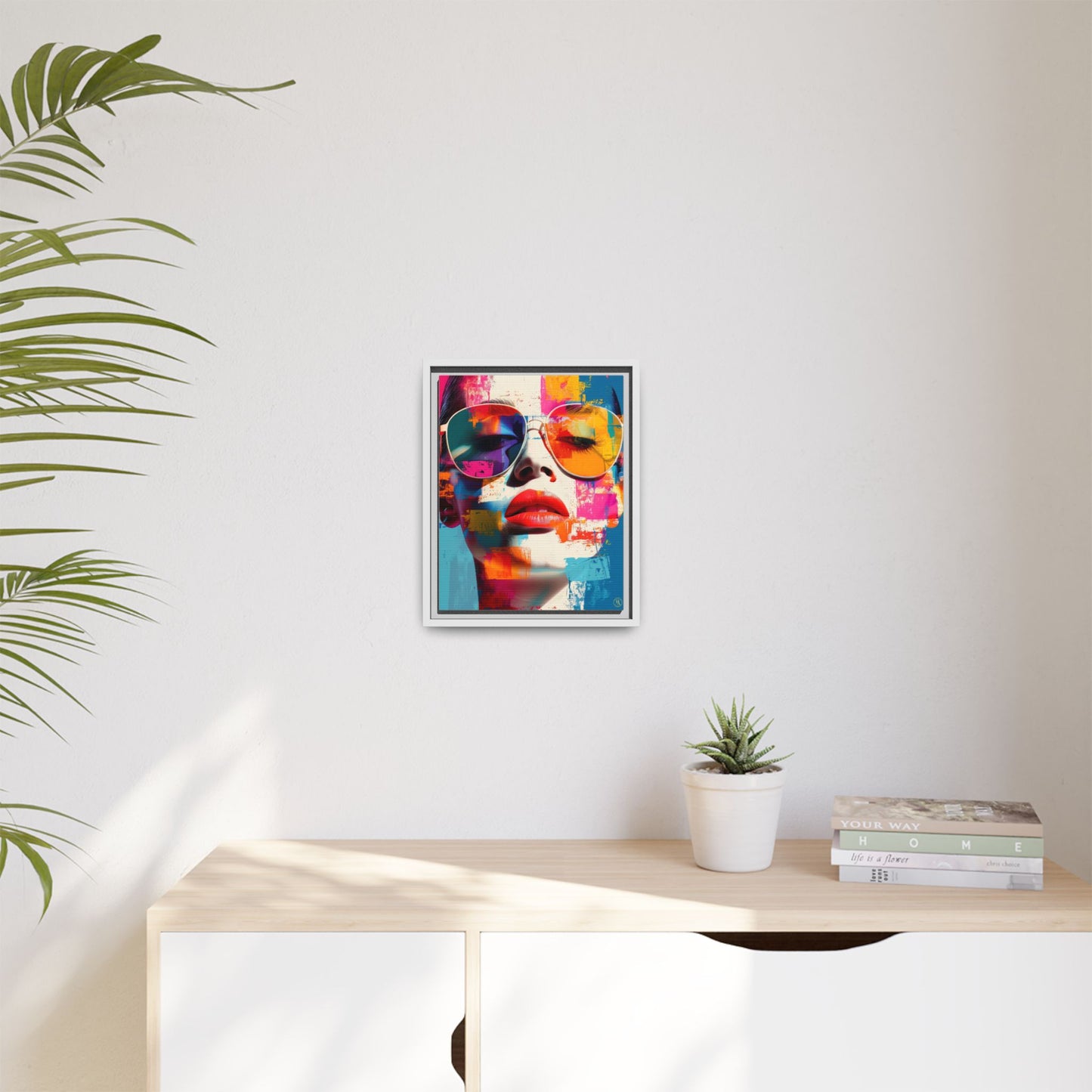 Abstract Pop Art Canvas Wall Art by House of Aces, Colourful Fashion Portrait Print, Framed Matte Canvas, Modern Statement Wall Decor