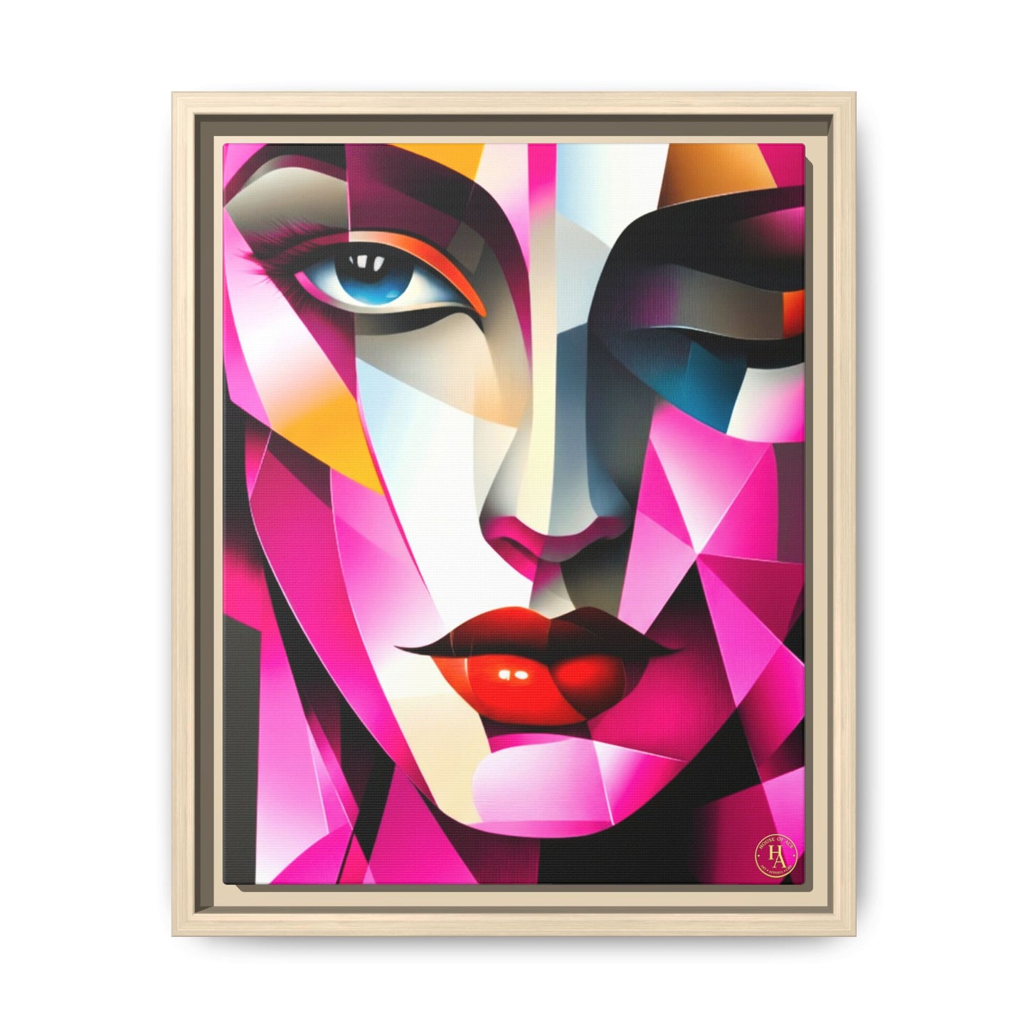 Electric Abstract Muse Geometry Framed Matte Canvas by House of Ace