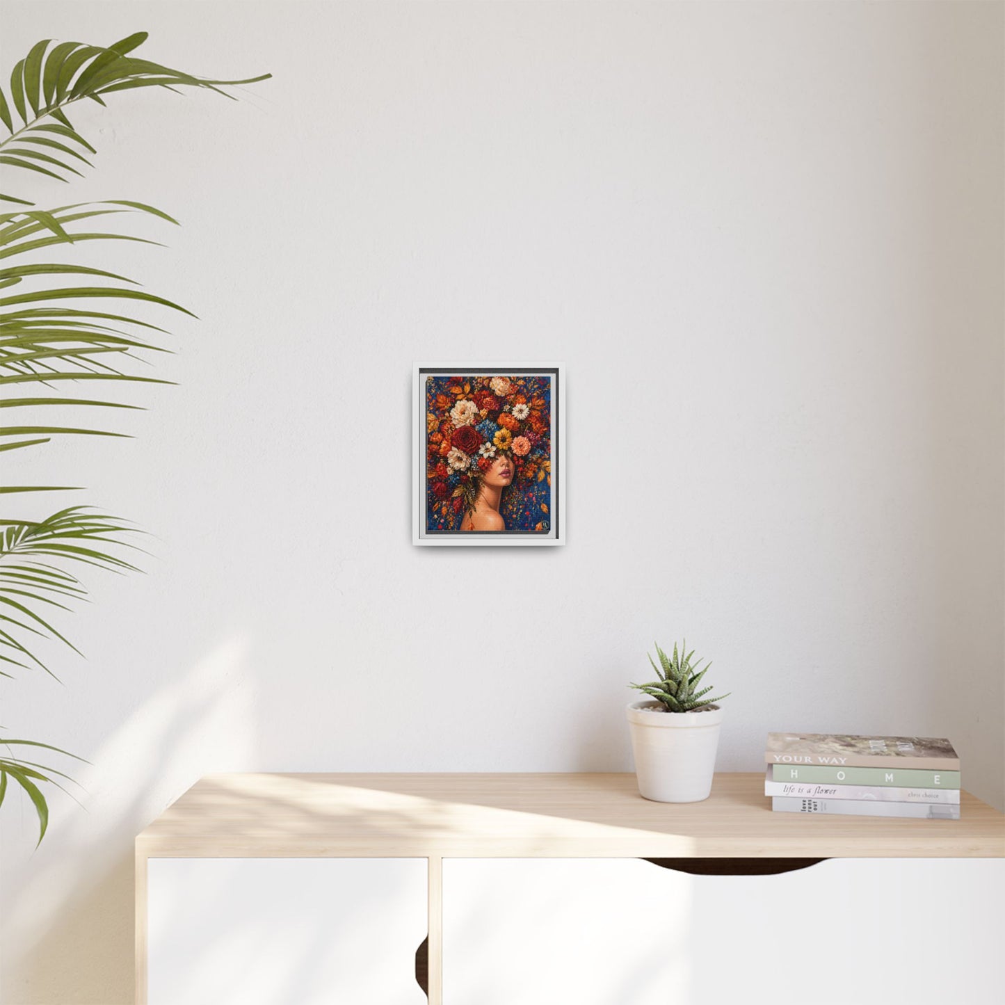 Autumn’s Lady Flower – Bloomlight Reverie Framed Matte Canvas by House of Ace