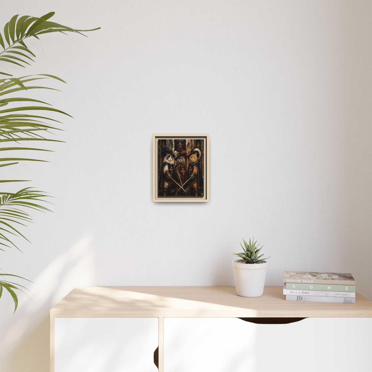 3 Musketeer Cats (The Three Musker Paws) – All for One, One for All Framed Canvas by House of Ace