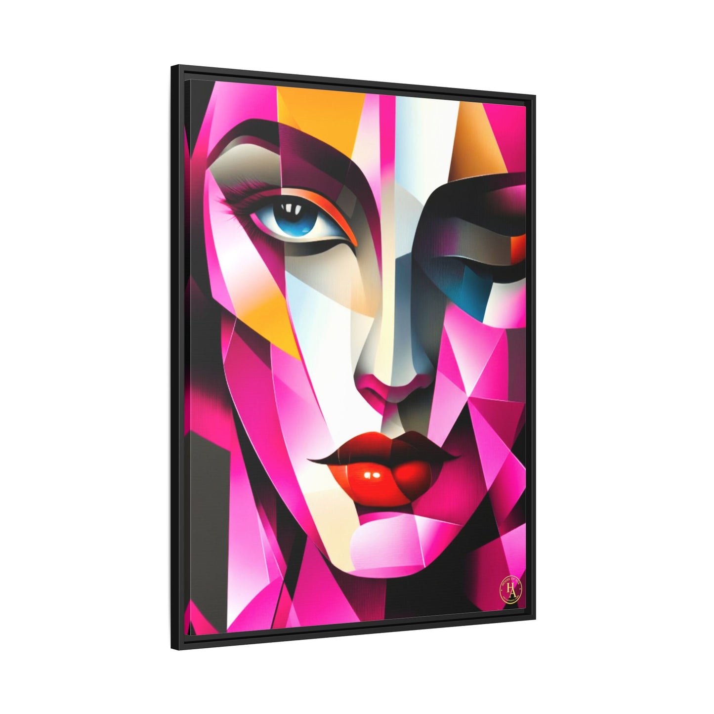 Electric Abstract Muse Geometry Framed Matte Canvas by House of Ace