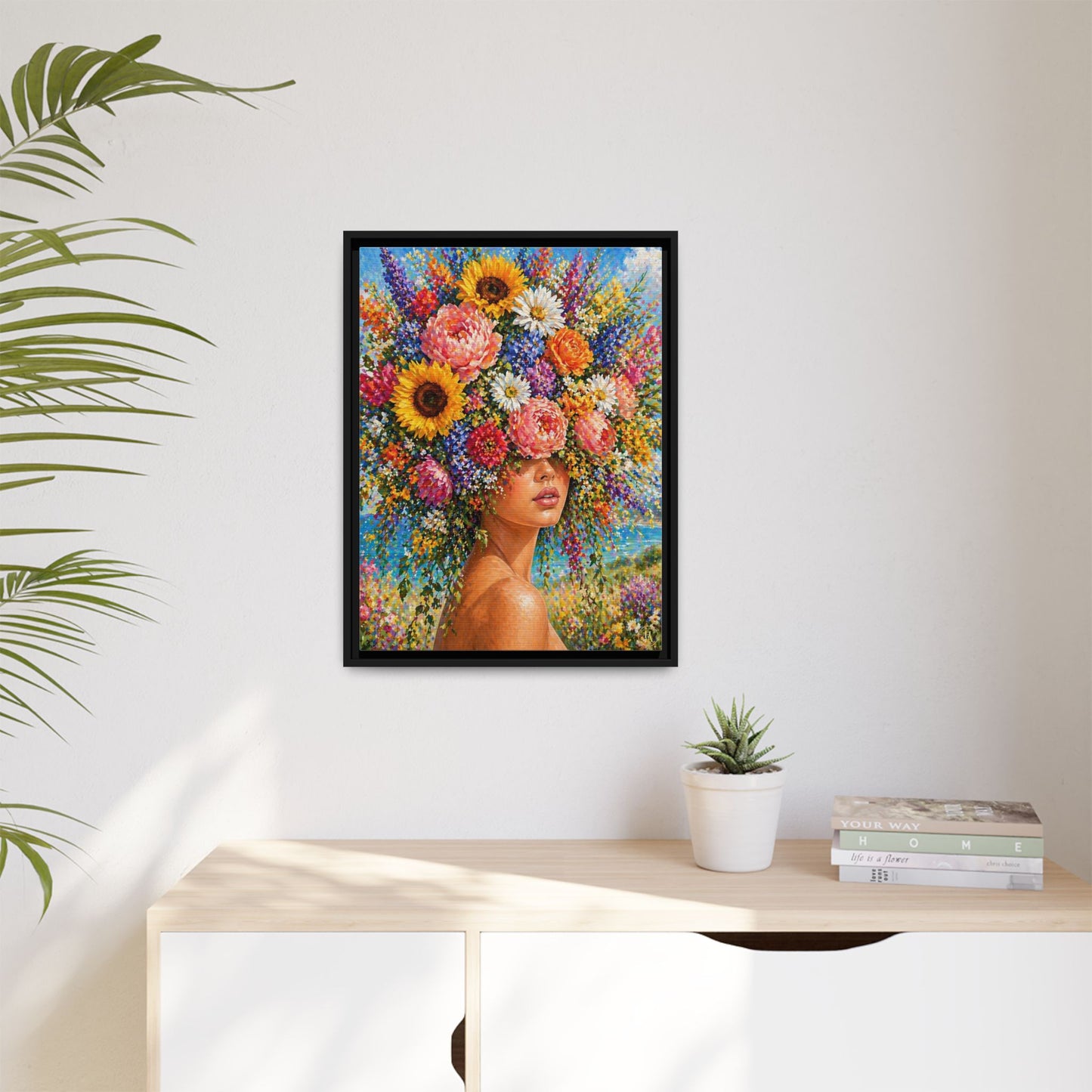 Summer’s Lady Flower – Bloomlight Reverie Framed Matte Canvas by House of Ace