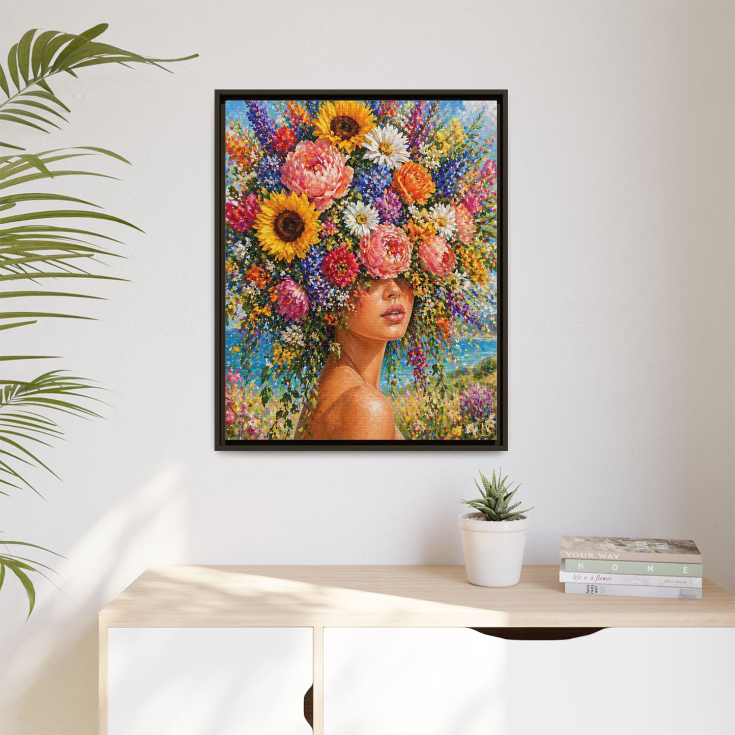 Summer’s Lady Flower – Bloomlight Reverie Framed Matte Canvas by House of Ace