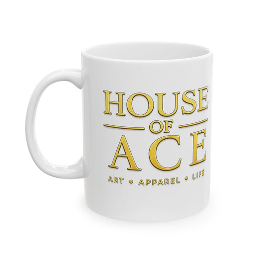 House of Ace Ceramic Mug — Inspirational Gold Typography Coffee Cup 11oz