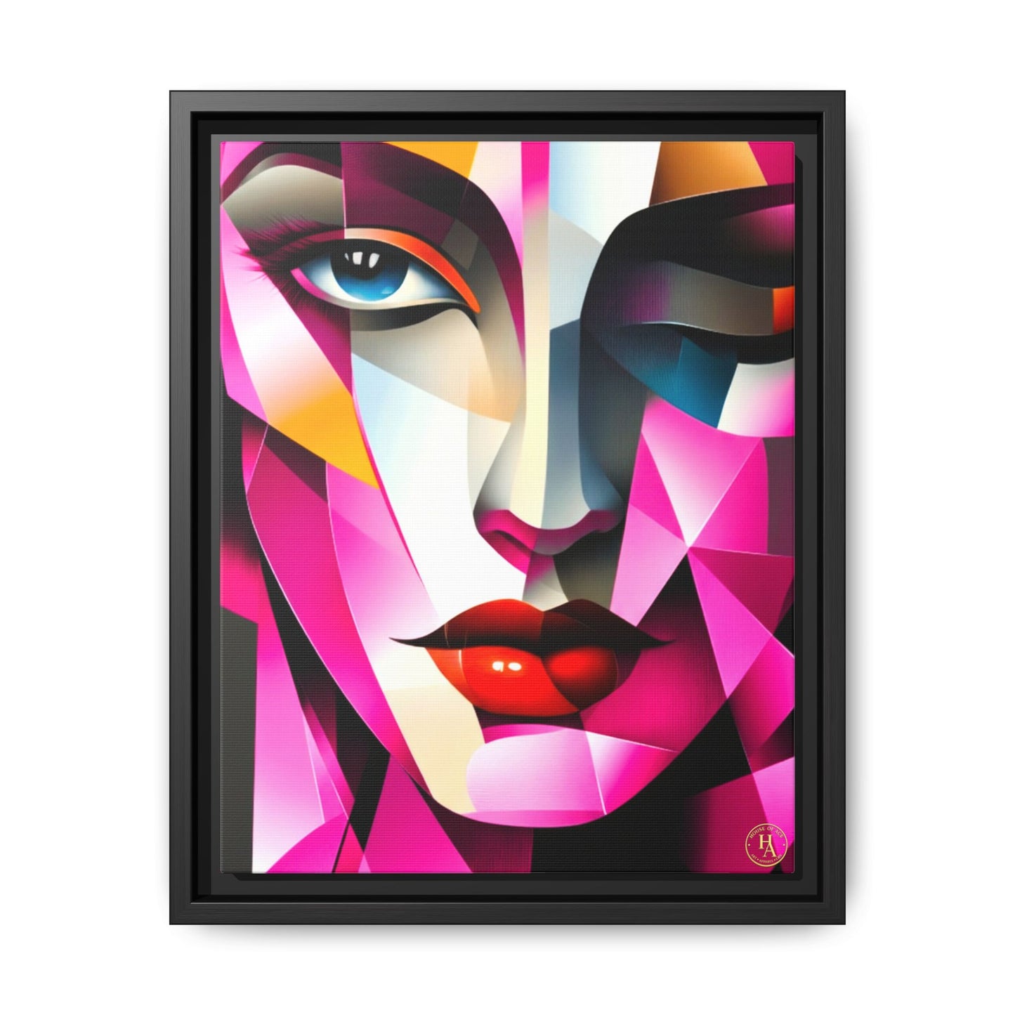 Electric Abstract Muse Geometry Framed Matte Canvas by House of Ace