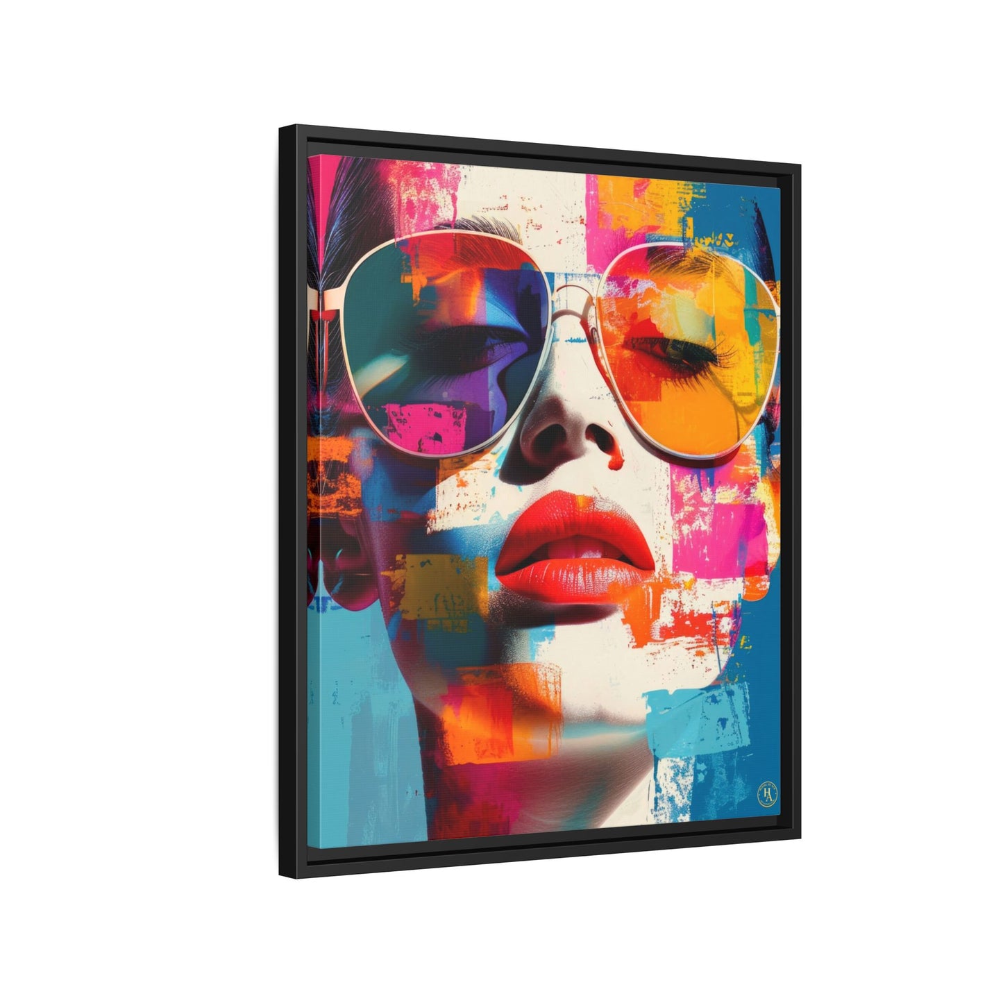 Abstract Pop Art Canvas Wall Art by House of Aces, Colourful Fashion Portrait Print, Framed Matte Canvas, Modern Statement Wall Decor