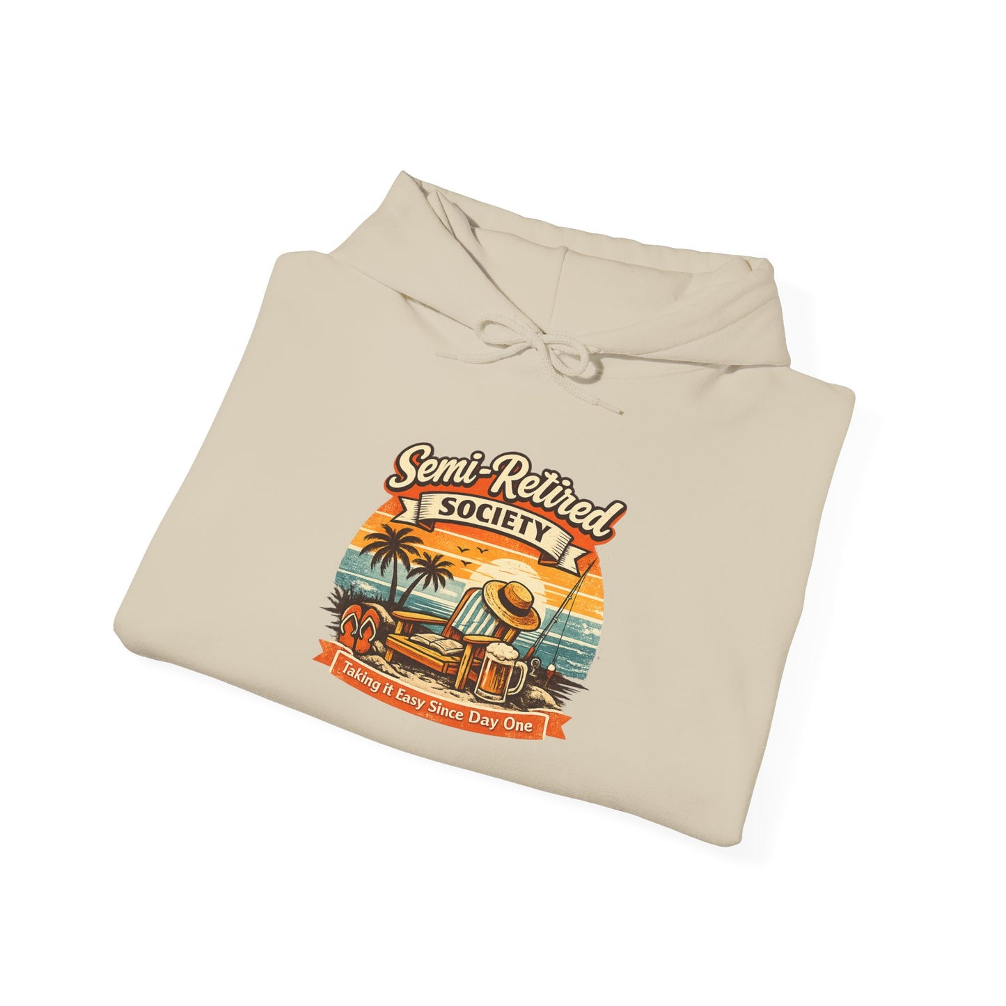 Semi-Retired Society Hoodie – Vintage Beach Retirement Sweatshirt