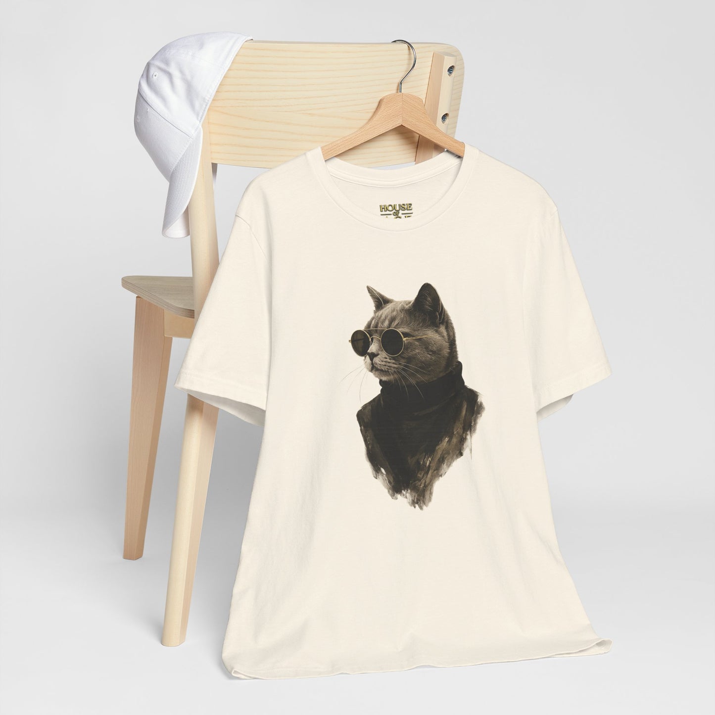 Cool Cat Graphic T-Shirt | Vintage Monochrome Cat Tee by House of Ace
