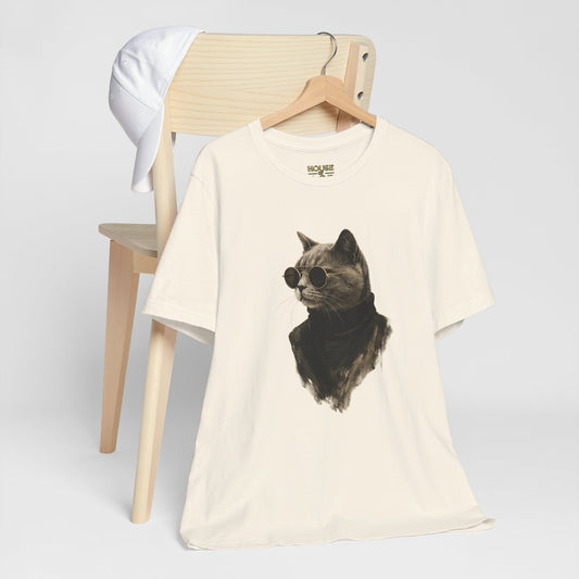 Cool Cat Graphic T-Shirt | Vintage Monochrome Cat Tee by House of Ace