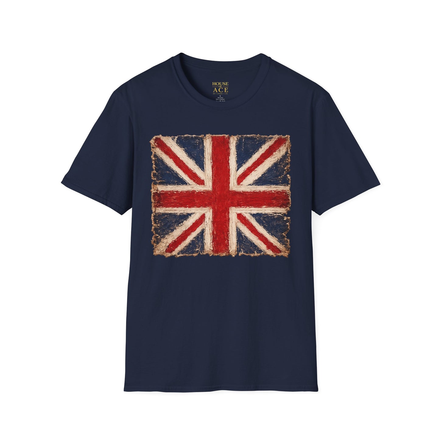 Vintage Union Jack “PROUD” Tee – Distressed British Flag Retro Patriotic Shirt with Personalised Back Text by House of Ace