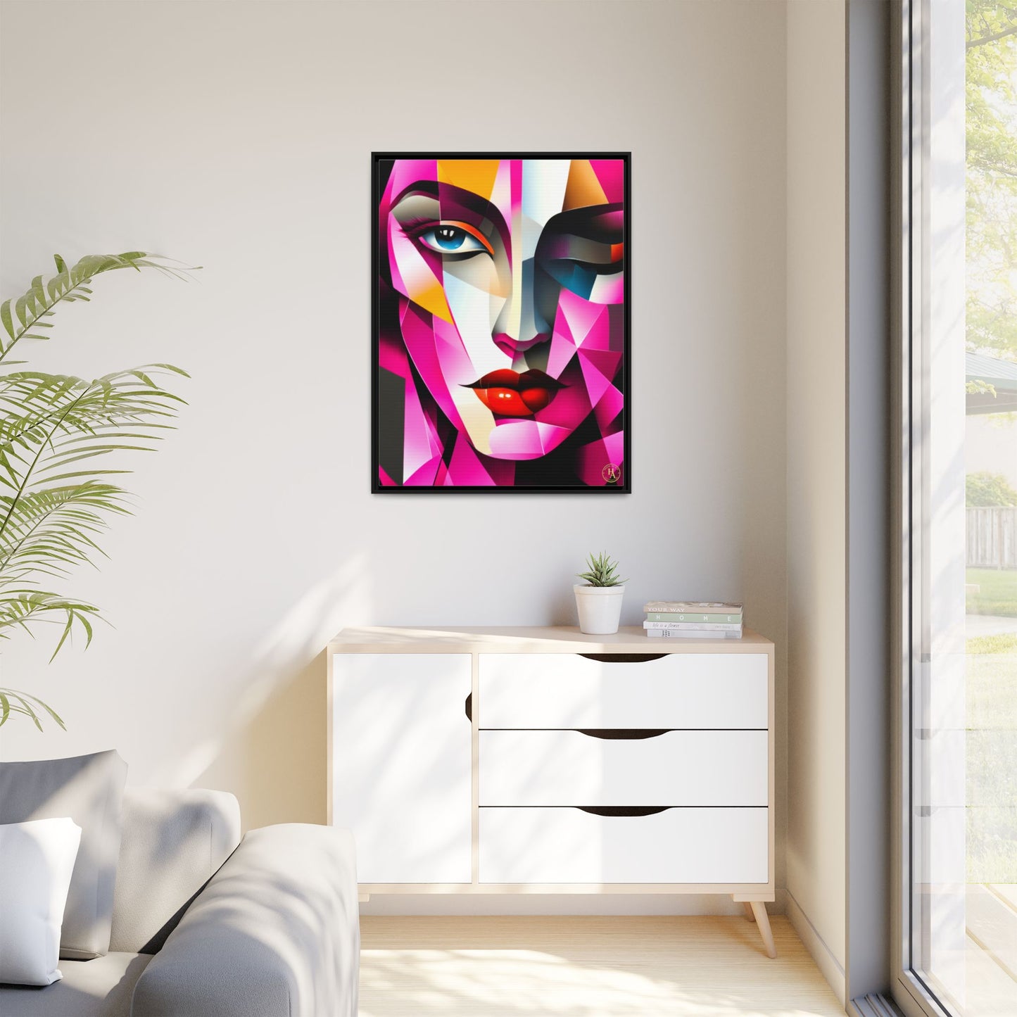 Electric Abstract Muse Geometry Framed Matte Canvas by House of Ace