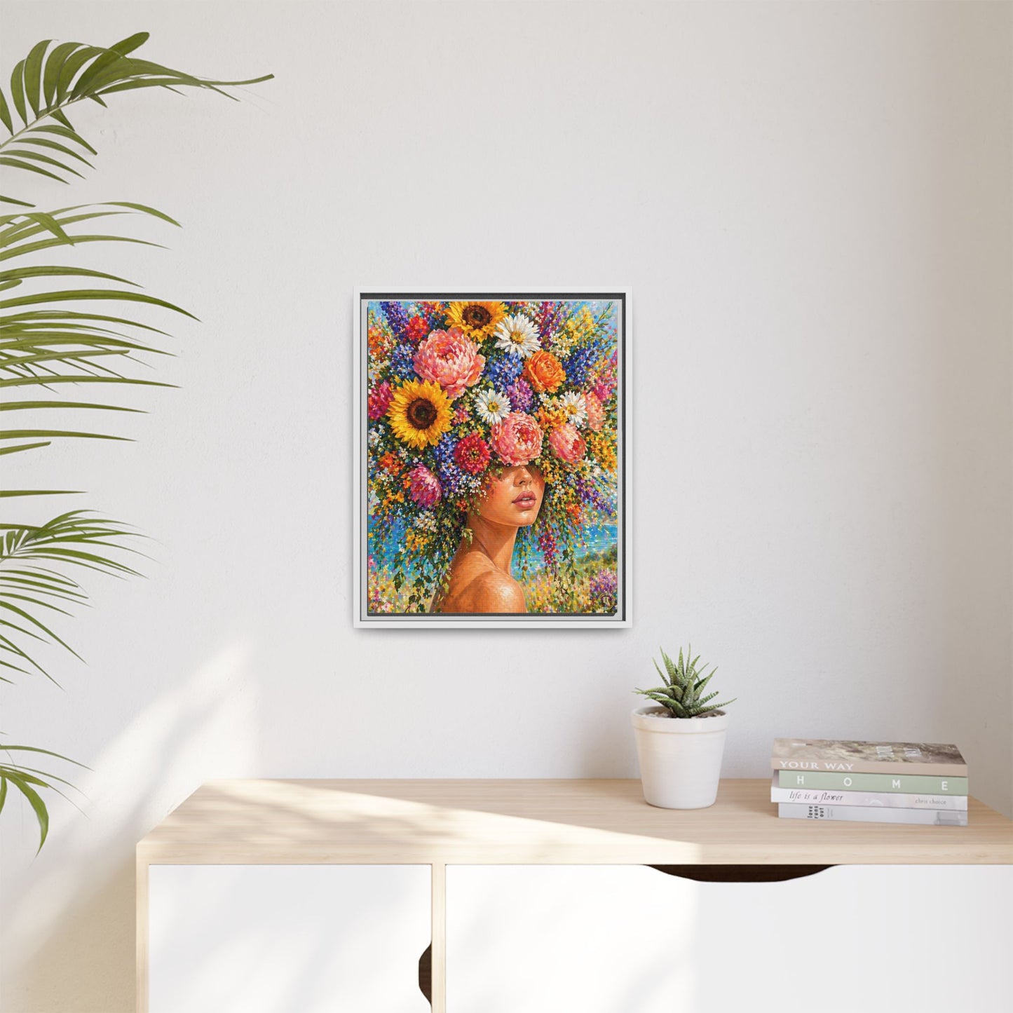 Summer’s Lady Flower – Bloomlight Reverie Framed Matte Canvas by House of Ace