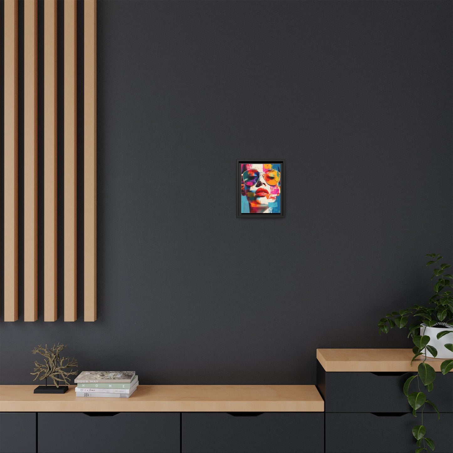 Abstract Pop Art Canvas Wall Art by House of Aces, Colourful Fashion Portrait Print, Framed Matte Canvas, Modern Statement Wall Decor