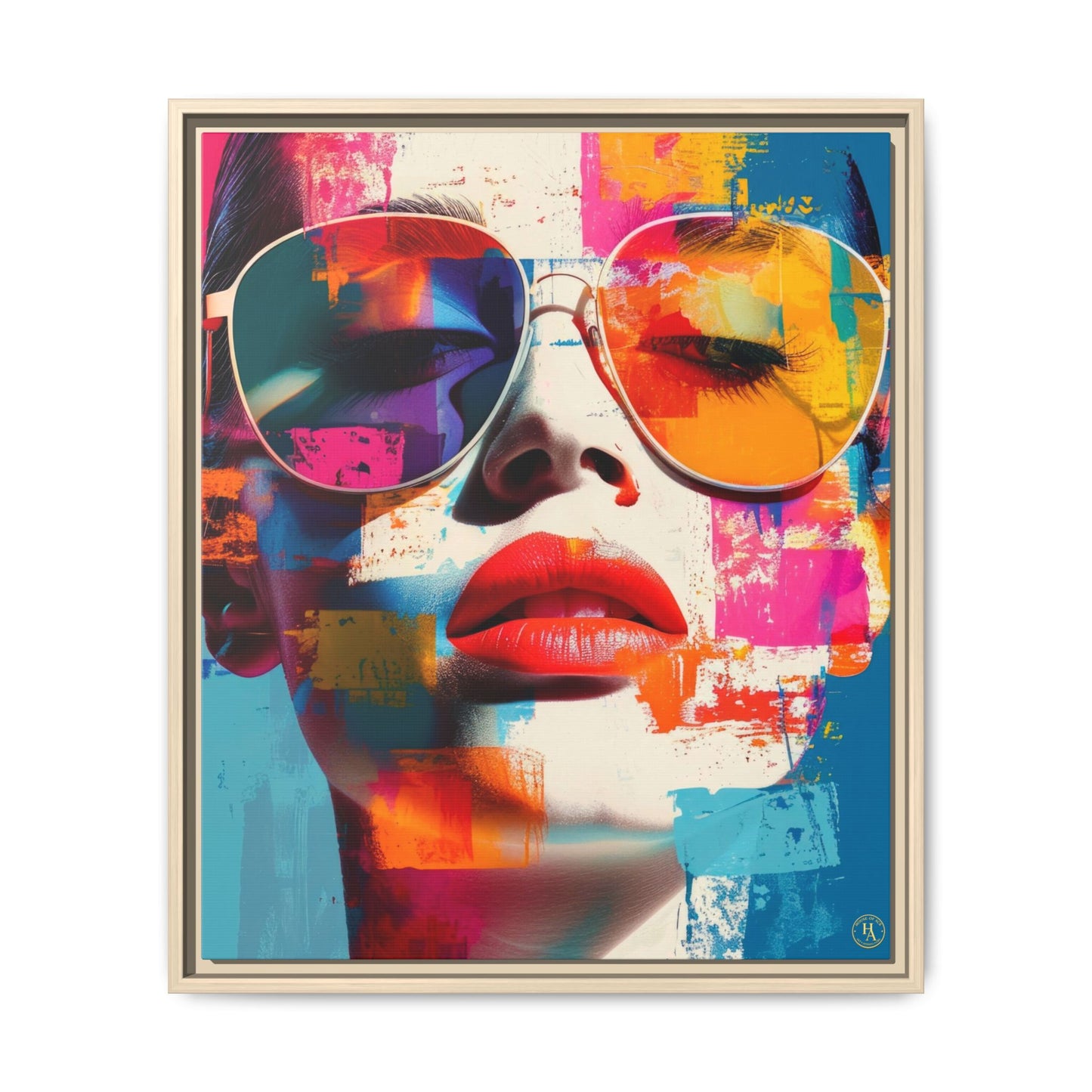 Abstract Pop Art Canvas Wall Art by House of Aces, Colourful Fashion Portrait Print, Framed Matte Canvas, Modern Statement Wall Decor