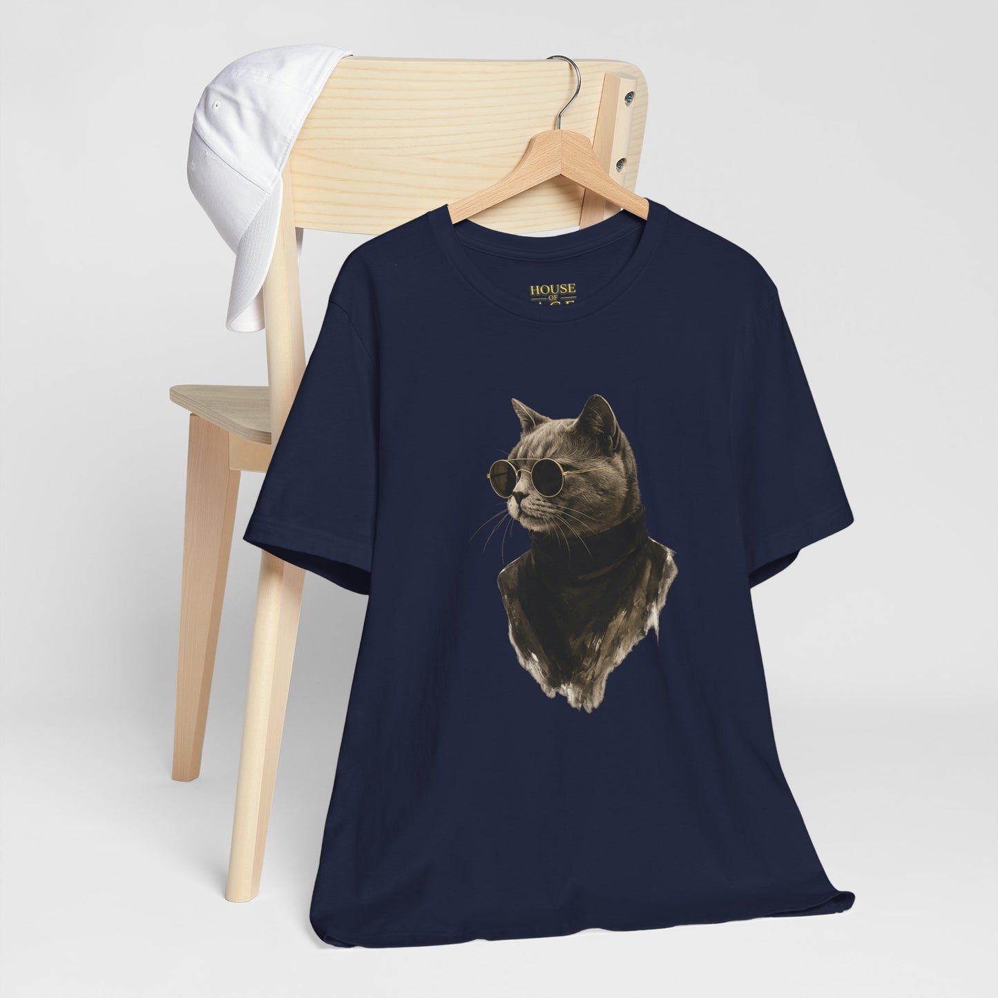 Cool Cat Graphic T-Shirt | Vintage Monochrome Cat Tee by House of Ace