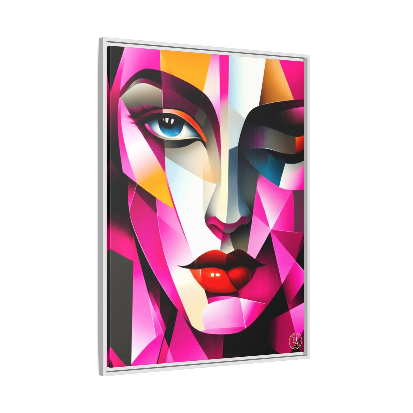 Electric Abstract Muse Geometry Framed Matte Canvas by House of Ace