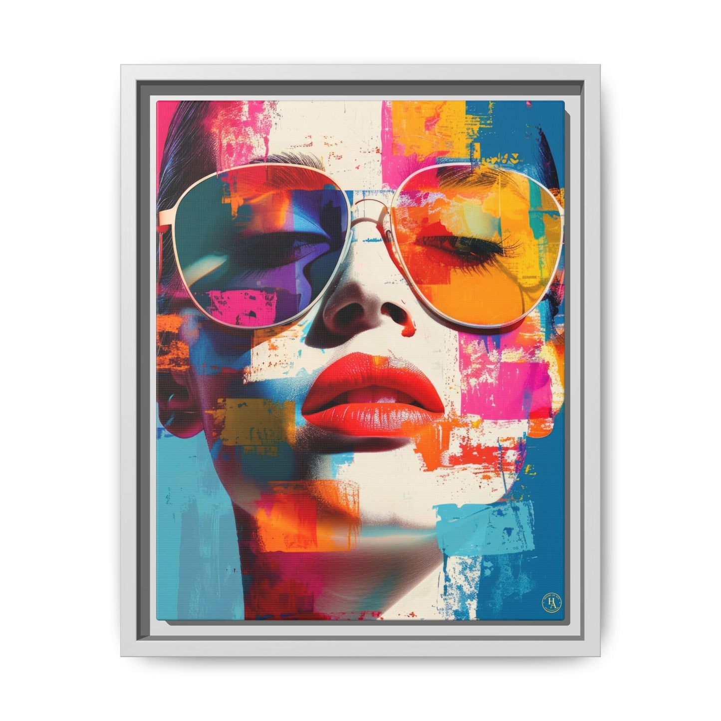 Abstract Pop Art Canvas Wall Art by House of Aces, Colourful Fashion Portrait Print, Framed Matte Canvas, Modern Statement Wall Decor