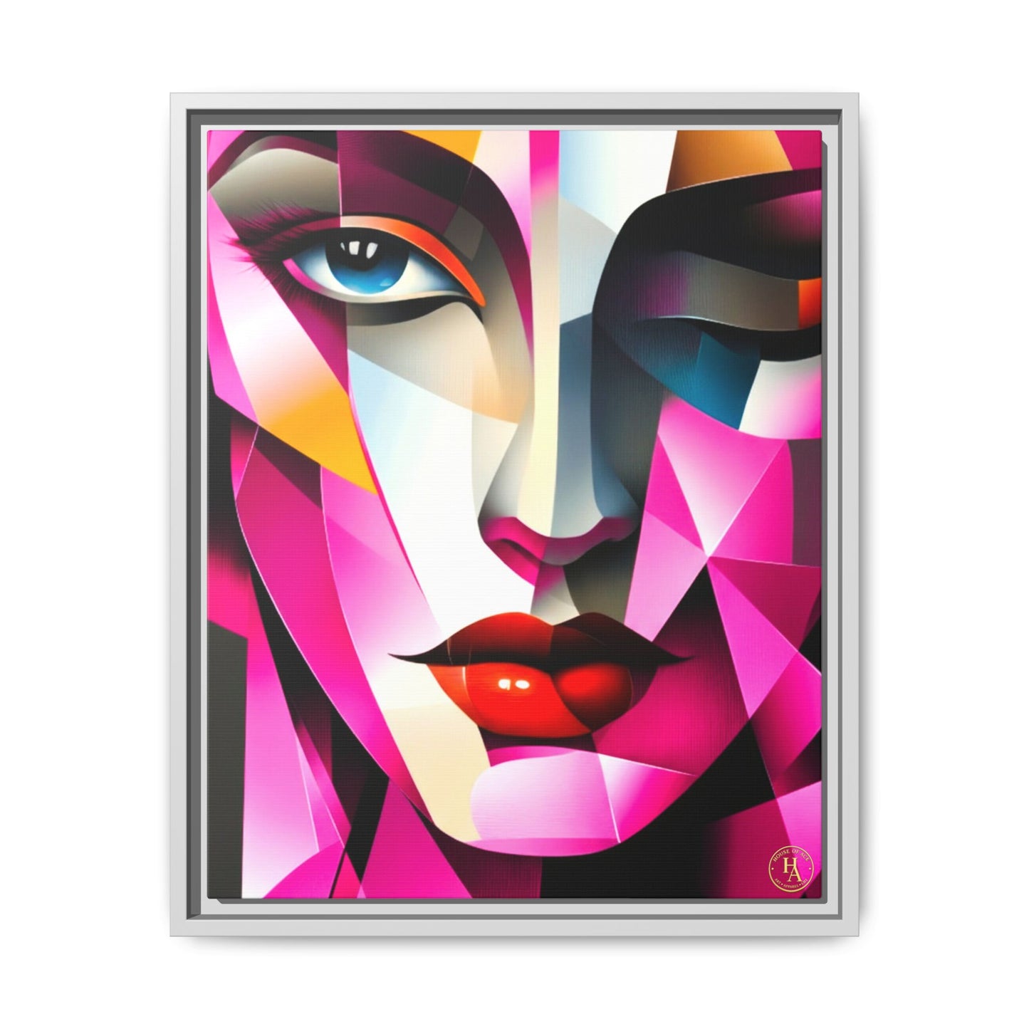 Electric Abstract Muse Geometry Framed Matte Canvas by House of Ace