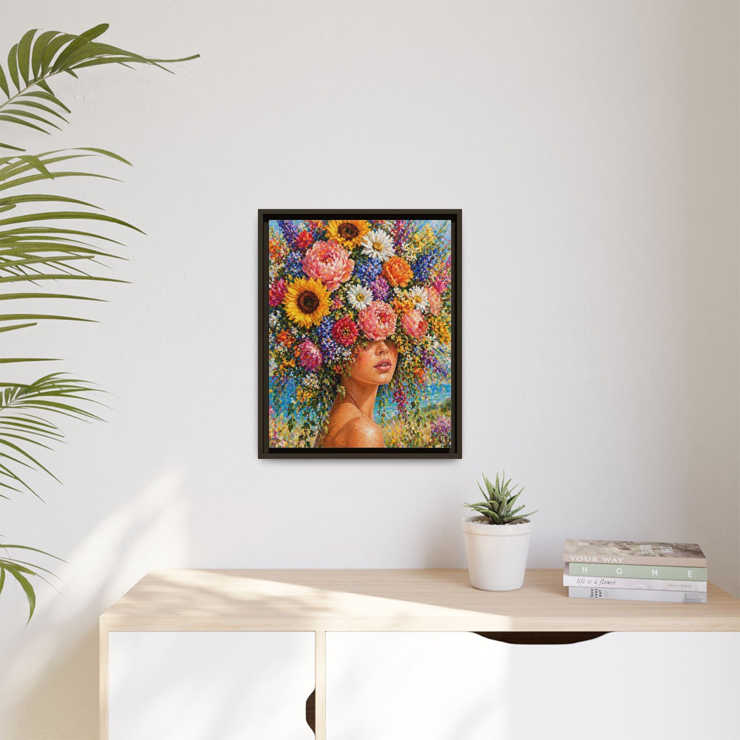 Summer’s Lady Flower – Bloomlight Reverie Framed Matte Canvas by House of Ace