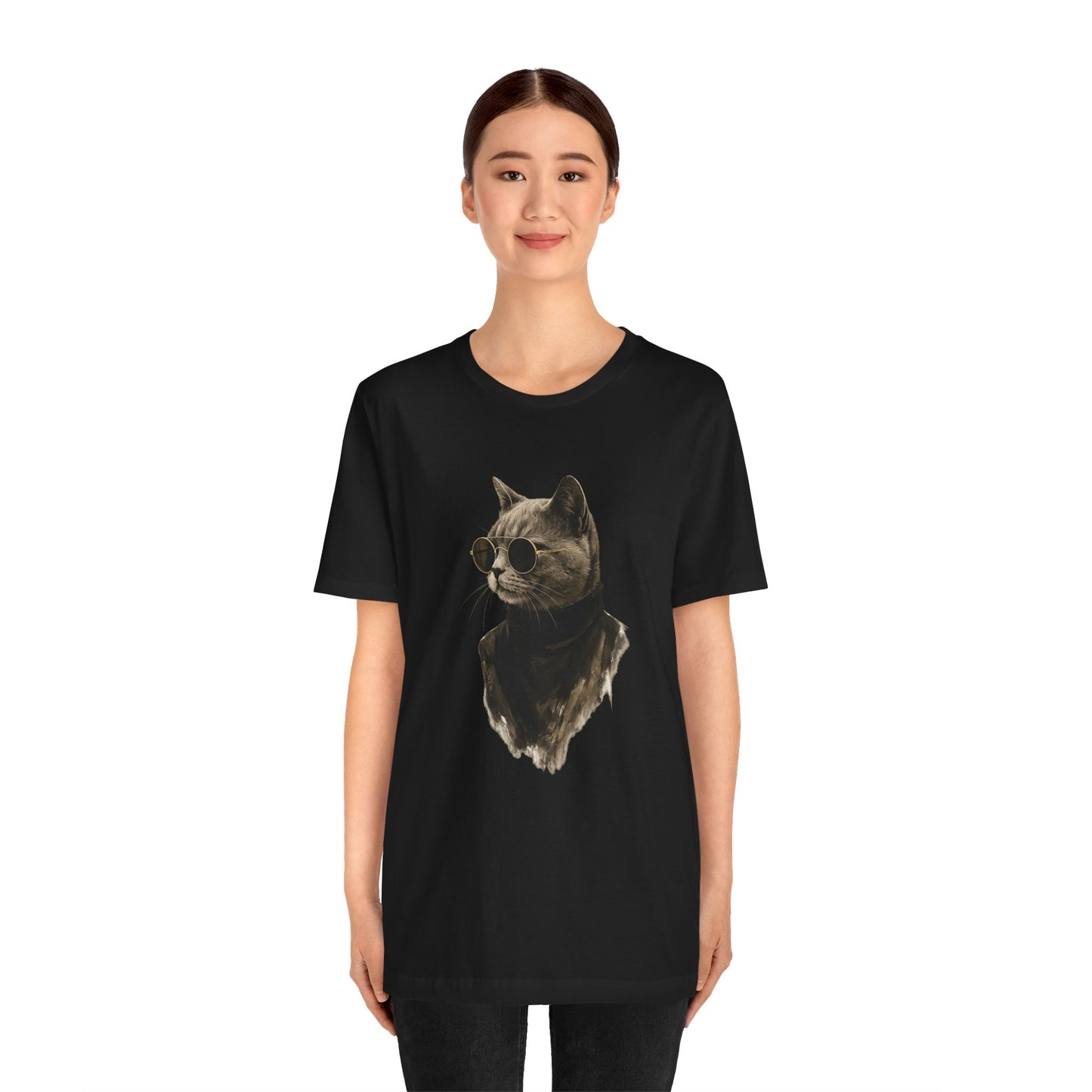 Cool Cat Graphic T-Shirt | Vintage Monochrome Cat Tee by House of Ace