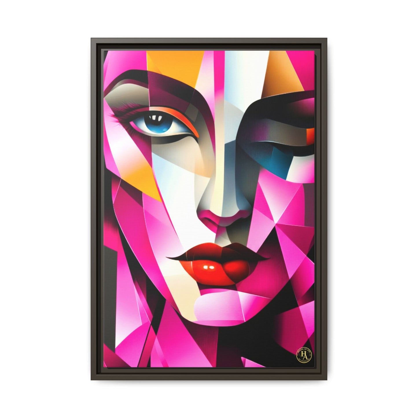 Electric Abstract Muse Geometry Framed Matte Canvas by House of Ace