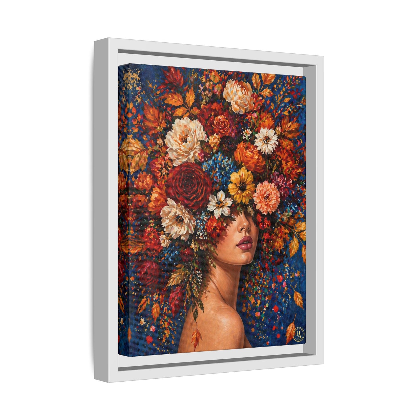 Autumn’s Lady Flower – Bloomlight Reverie Framed Matte Canvas by House of Ace