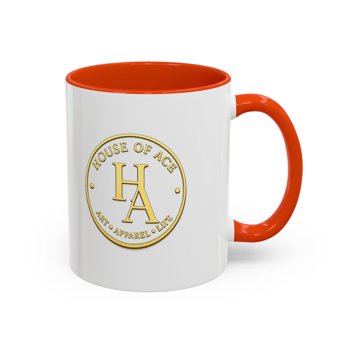 Crimson Elegance – Original Acrylic Art Accent Mug House of Aces Logo Mug — 11oz/15oz Ceramic Coffee Cup (Black Handle & Rim)