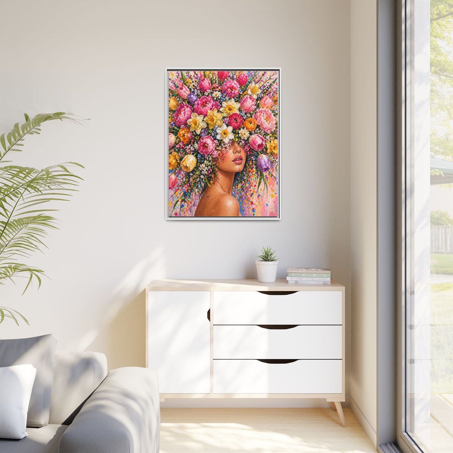 Spring's Lady Flower – Bloomlight Reverie Framed Matte Canvas by House of Ace