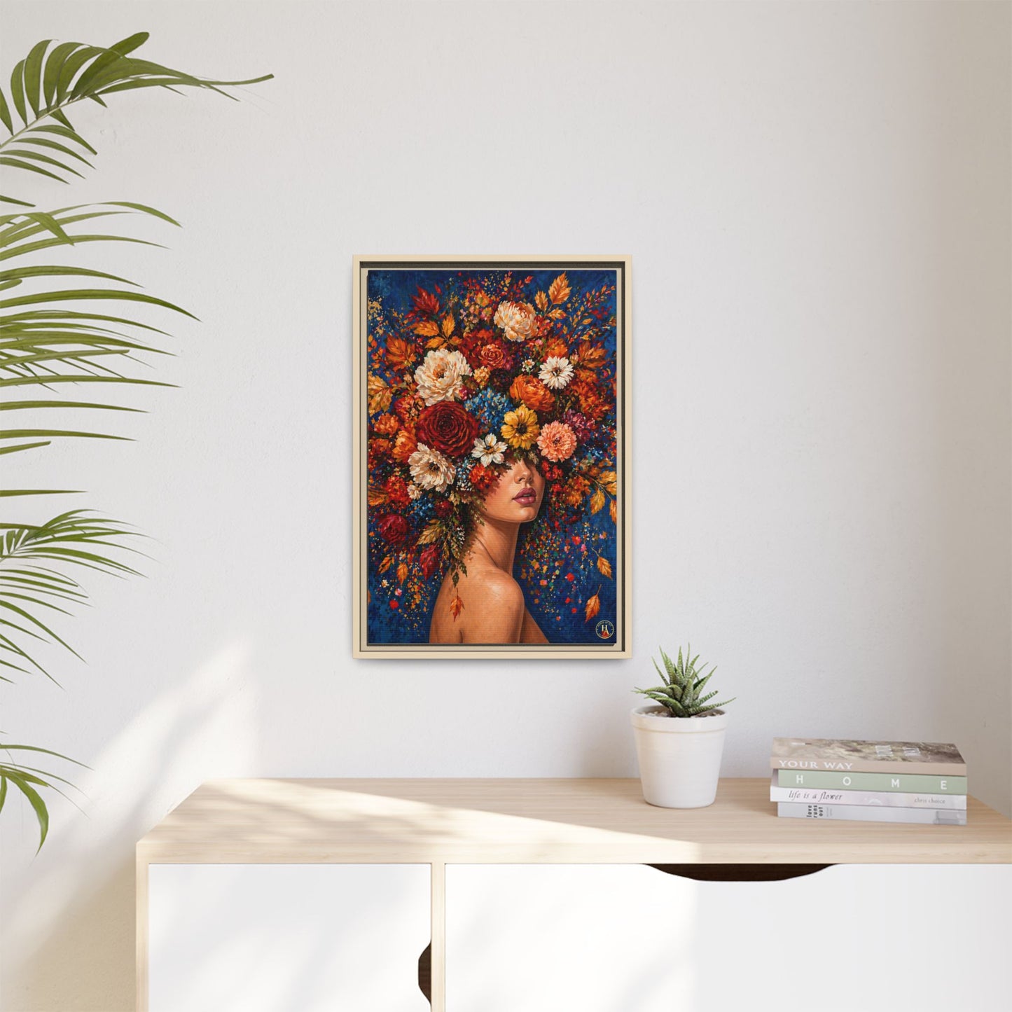 Autumn’s Lady Flower – Bloomlight Reverie Framed Matte Canvas by House of Ace