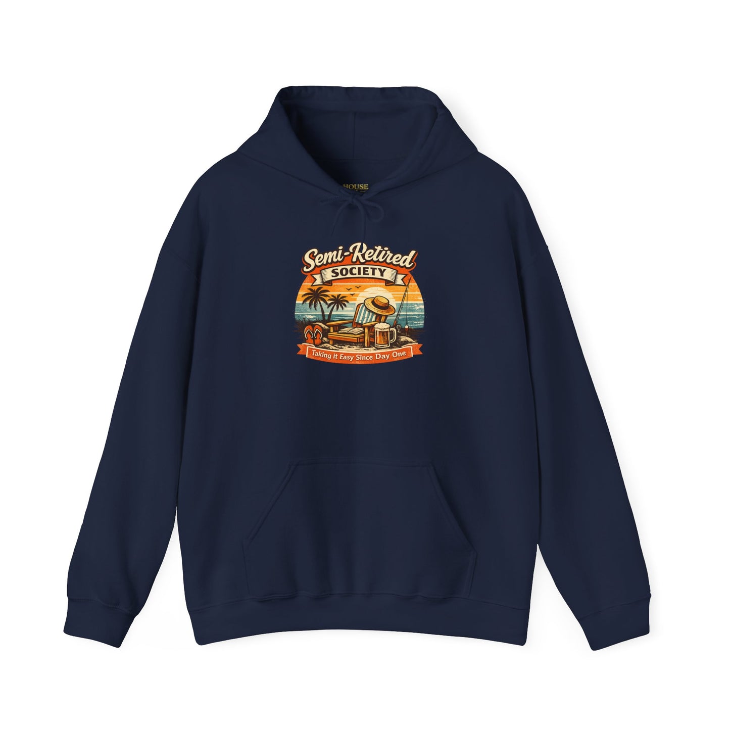 Semi-Retired Society Hoodie – Vintage Beach Retirement Sweatshirt