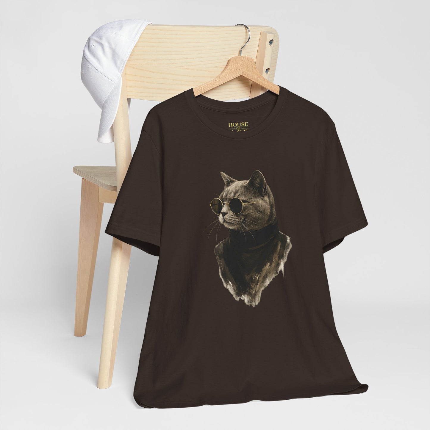 Cool Cat Graphic T-Shirt | Vintage Monochrome Cat Tee by House of Ace