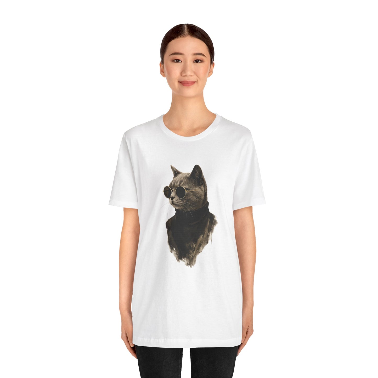 Cool Cat Graphic T-Shirt | Vintage Monochrome Cat Tee by House of Ace
