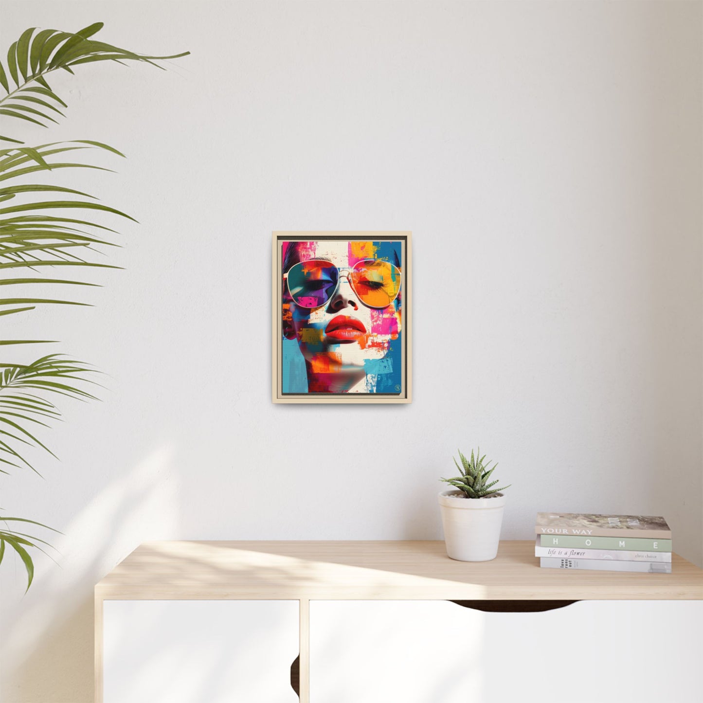 Abstract Pop Art Canvas Wall Art by House of Aces, Colourful Fashion Portrait Print, Framed Matte Canvas, Modern Statement Wall Decor