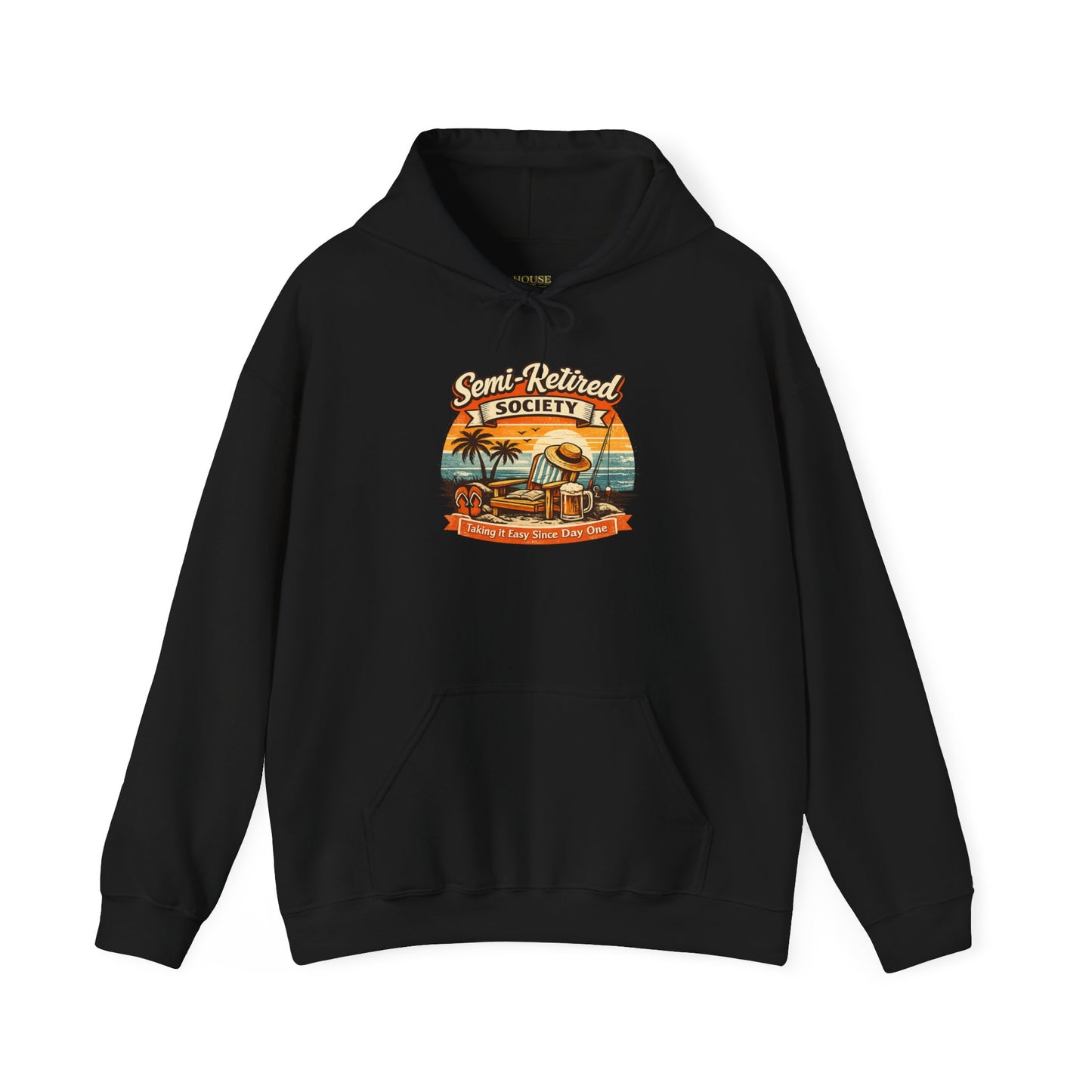 Semi-Retired Society Hoodie – Vintage Beach Retirement Sweatshirt