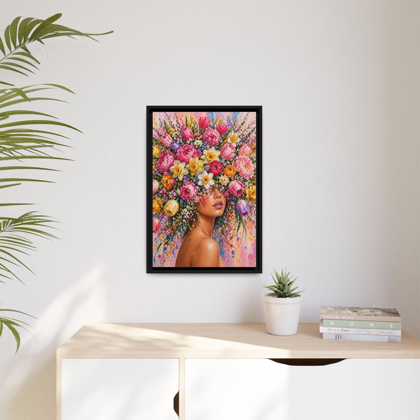 Spring's Lady Flower – Bloomlight Reverie Framed Matte Canvas by House of Ace