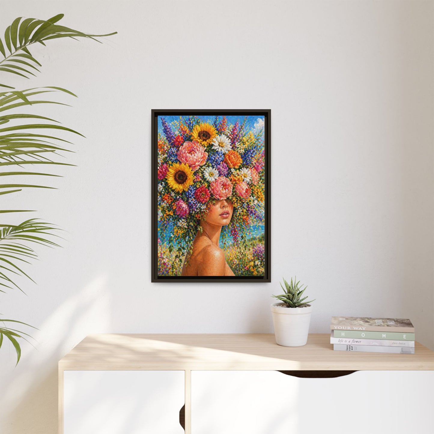 Summer’s Lady Flower – Bloomlight Reverie Framed Matte Canvas by House of Ace