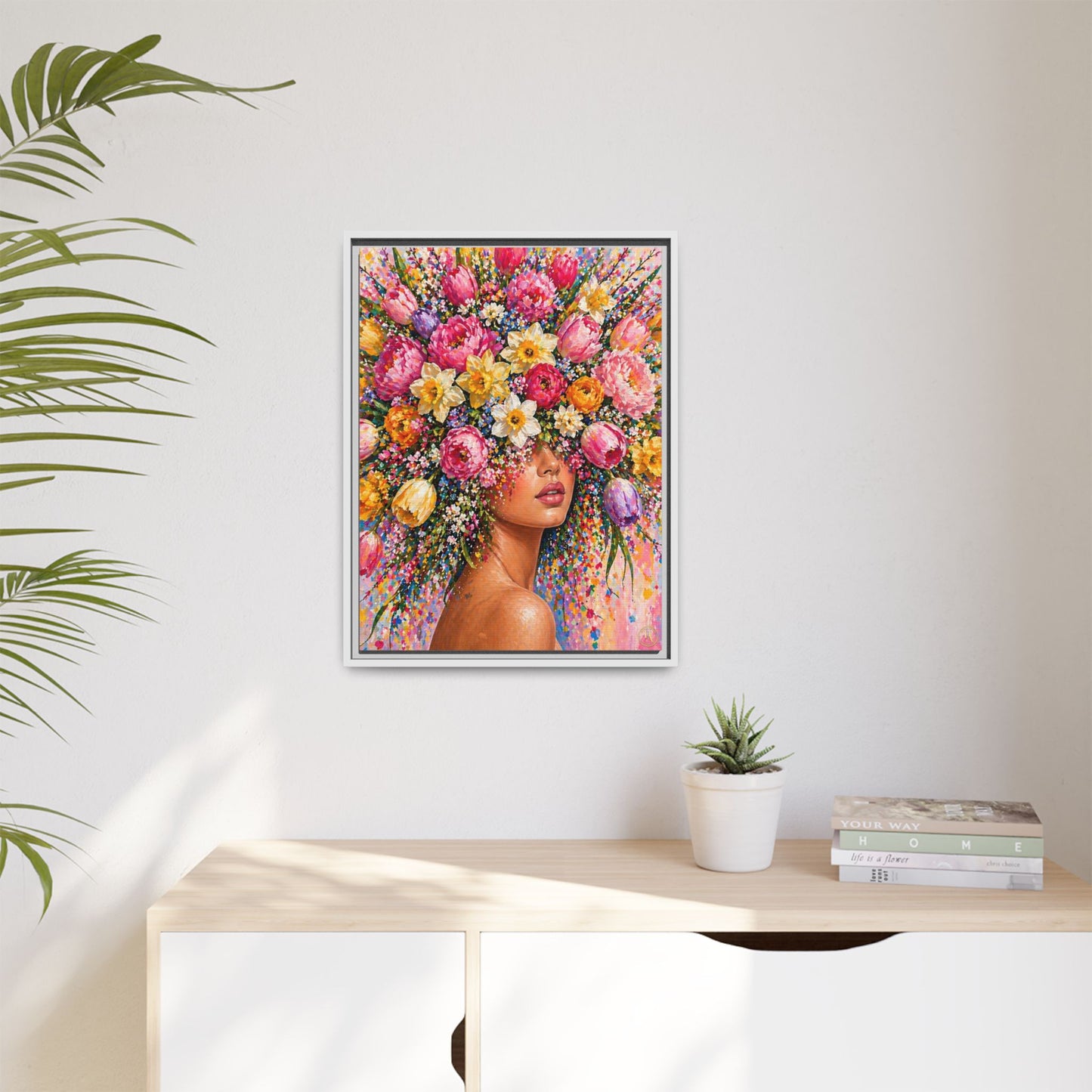 Spring's Lady Flower – Bloomlight Reverie Framed Matte Canvas by House of Ace