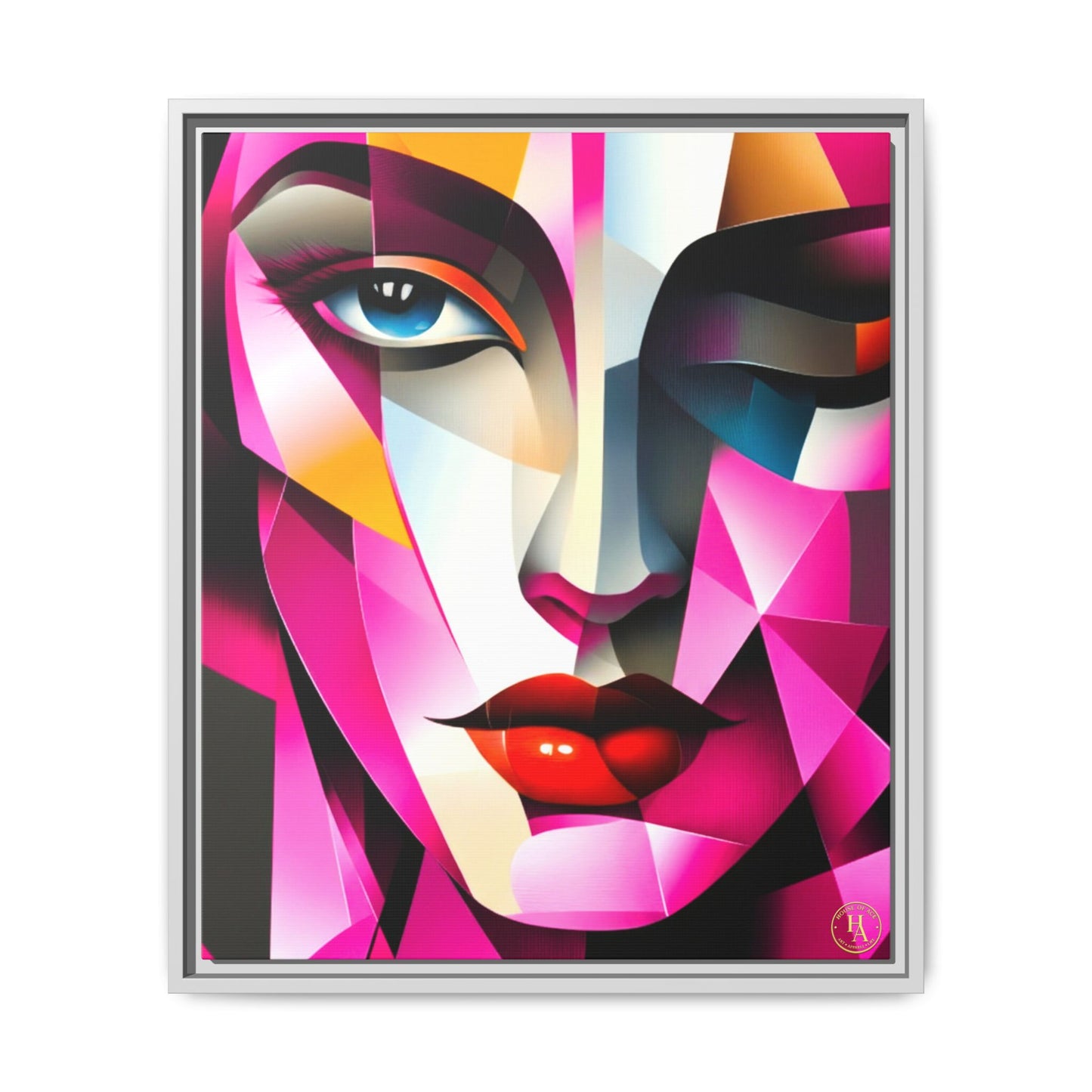 Electric Abstract Muse Geometry Framed Matte Canvas by House of Ace