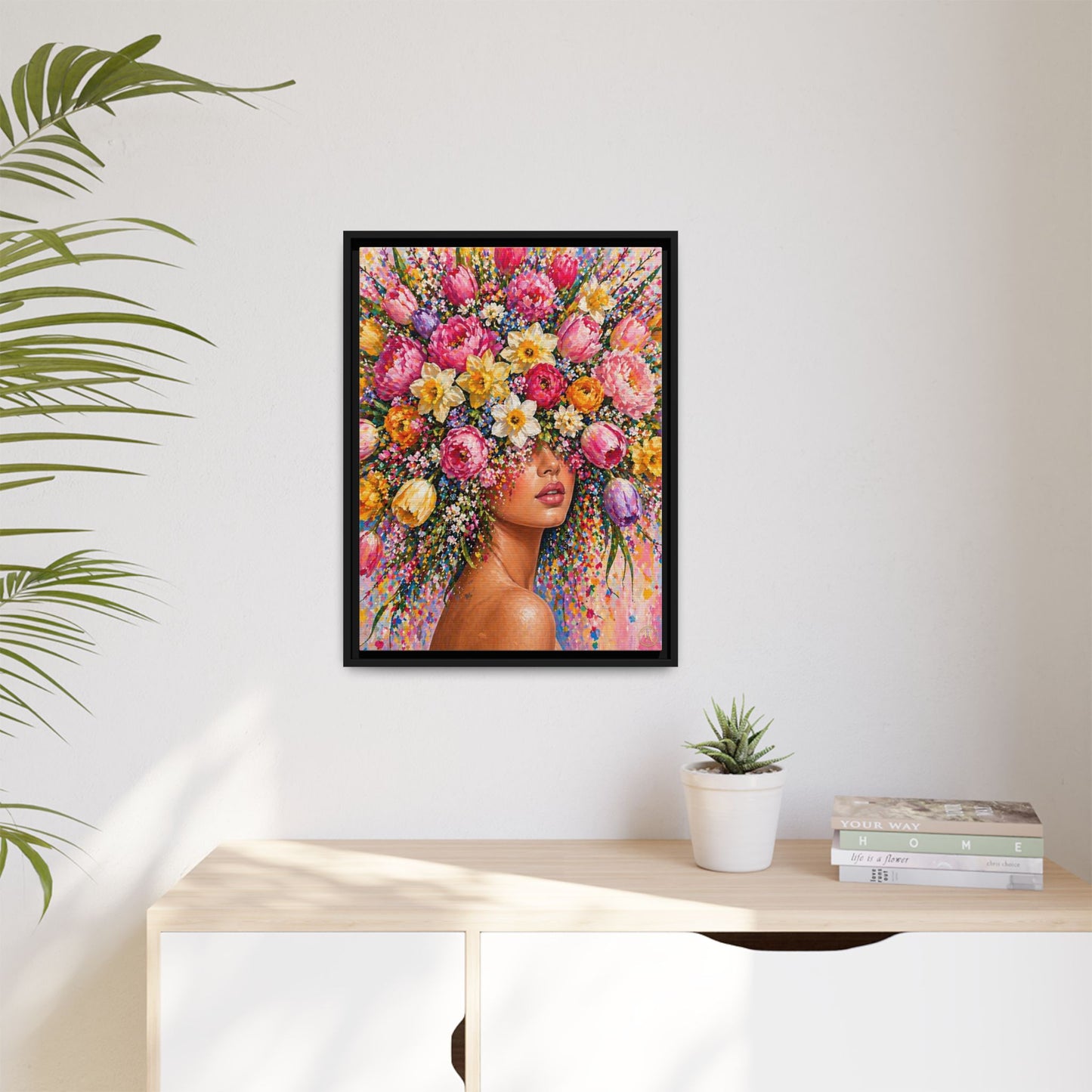 Spring's Lady Flower – Bloomlight Reverie Framed Matte Canvas by House of Ace