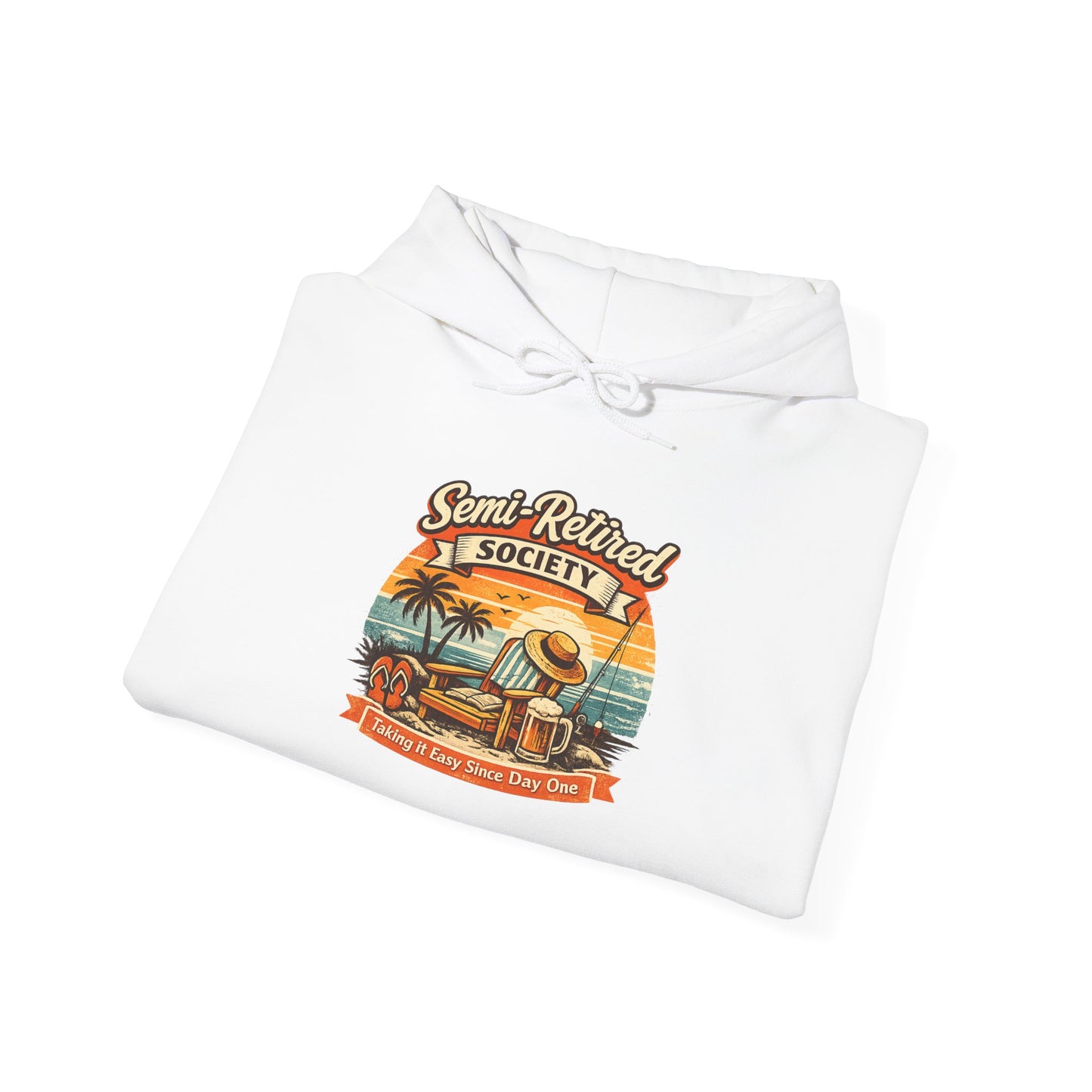 Semi-Retired Society Hoodie – Vintage Beach Retirement Sweatshirt