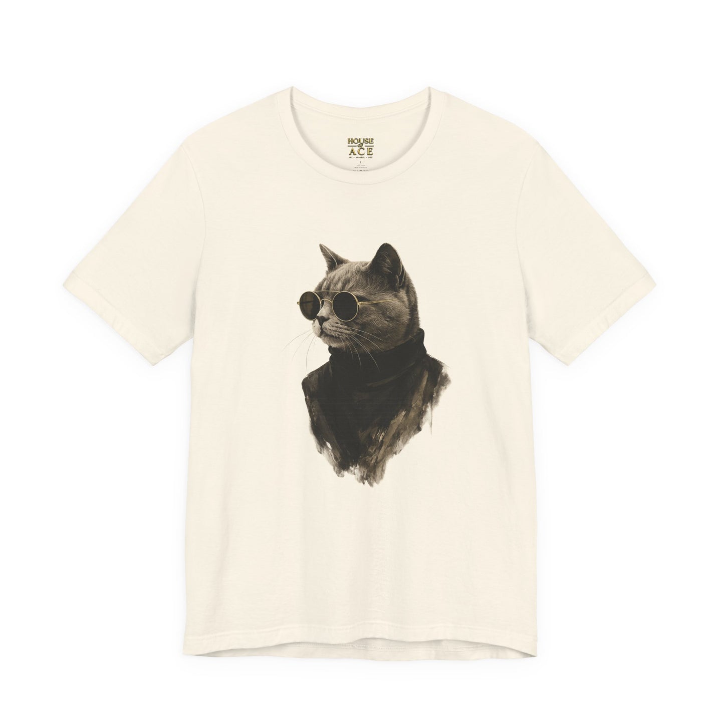 Cool Cat Graphic T-Shirt | Vintage Monochrome Cat Tee by House of Ace