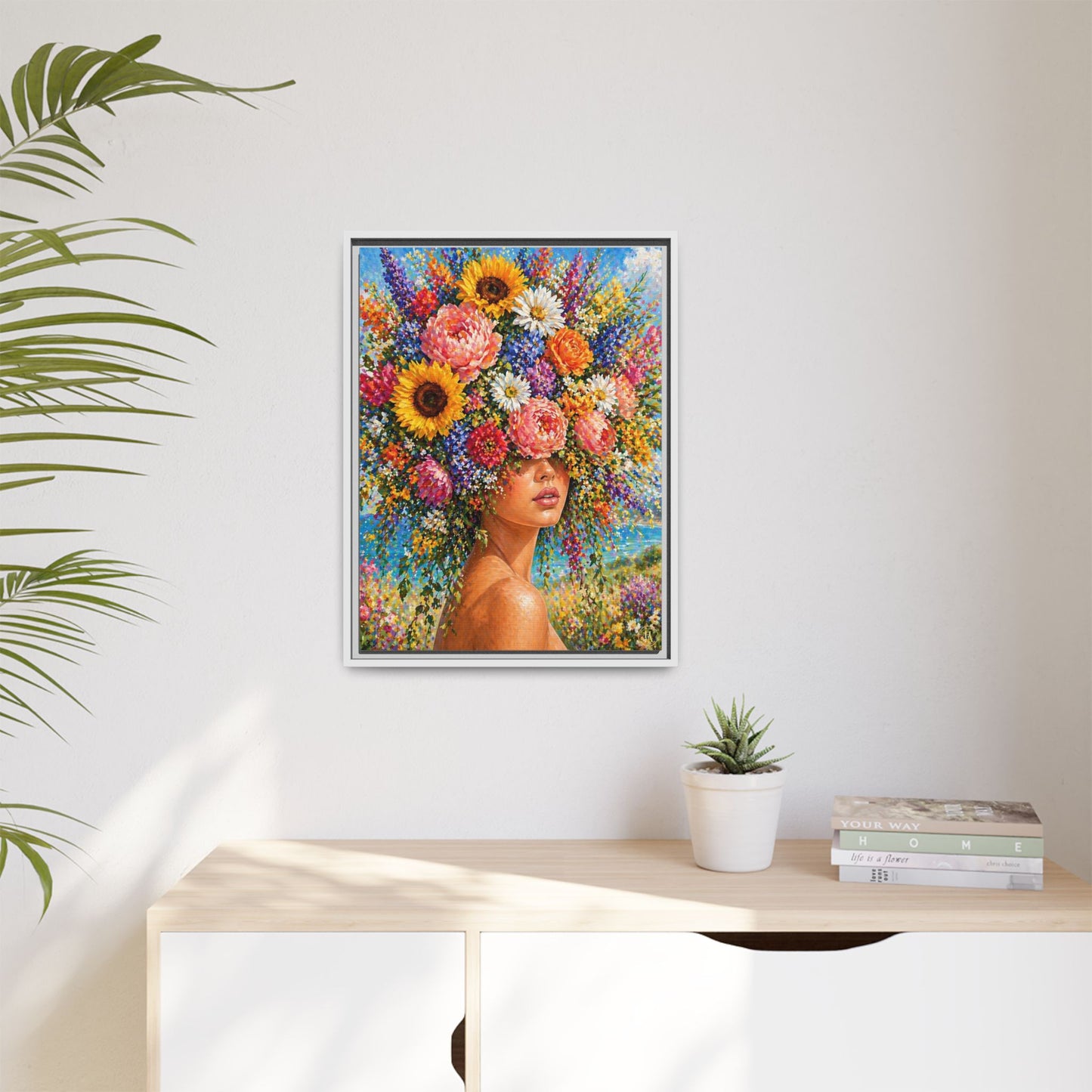 Summer’s Lady Flower – Bloomlight Reverie Framed Matte Canvas by House of Ace
