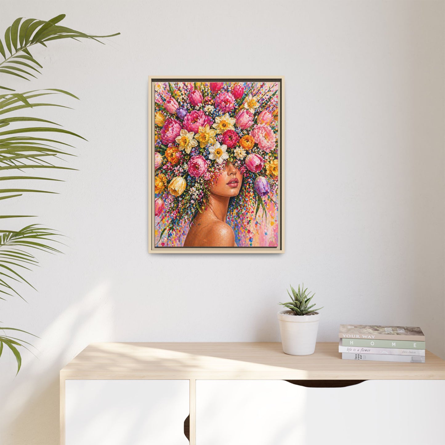 Spring's Lady Flower – Bloomlight Reverie Framed Matte Canvas by House of Ace