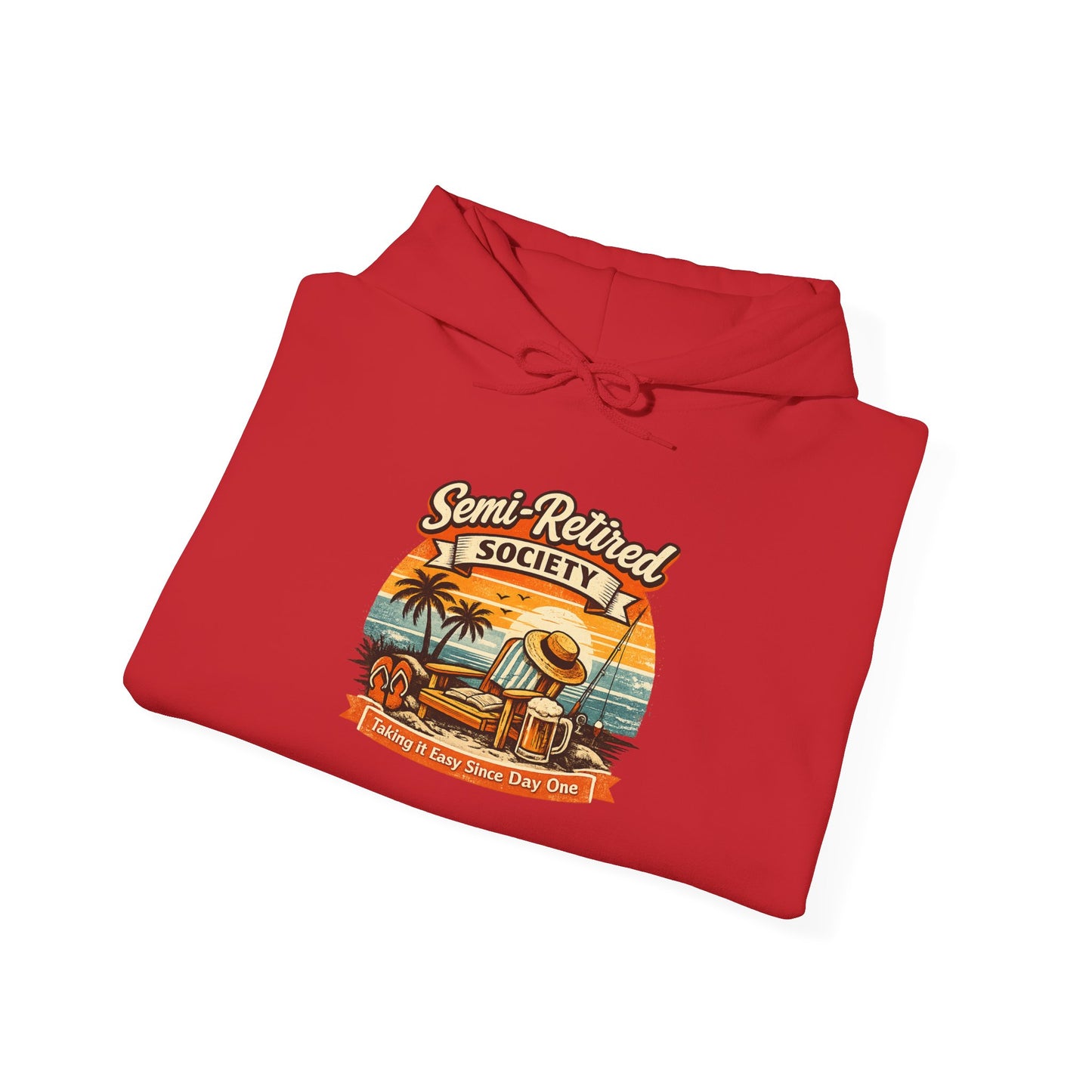 Semi-Retired Society Hoodie – Vintage Beach Retirement Sweatshirt