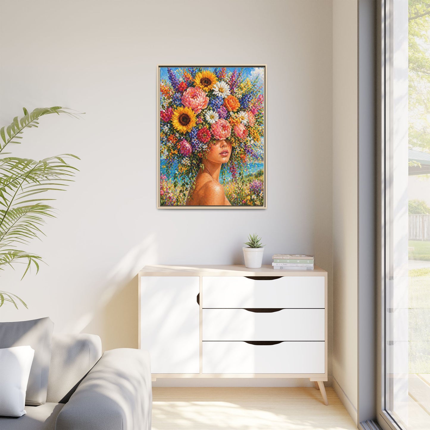 Summer’s Lady Flower – Bloomlight Reverie Framed Matte Canvas by House of Ace